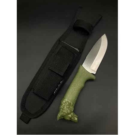 Plastik Kurt Başlı Tırtıklı Bushcraft Bıçak BB33-5