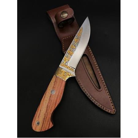 Gravür İşlemeli , Altın Kaplama N690 Bıçak ALT01